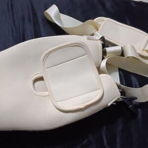 Cream Shoulder Bag with Adjustable Straps watee bottle holder